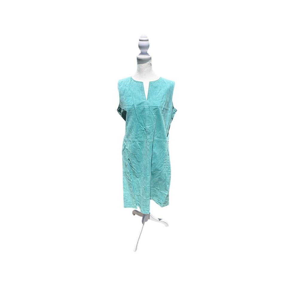 Women's genuine leather dress with pockets turquoise new